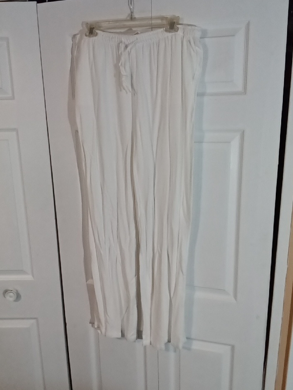 Indero White Drawstring Palazzo Pants